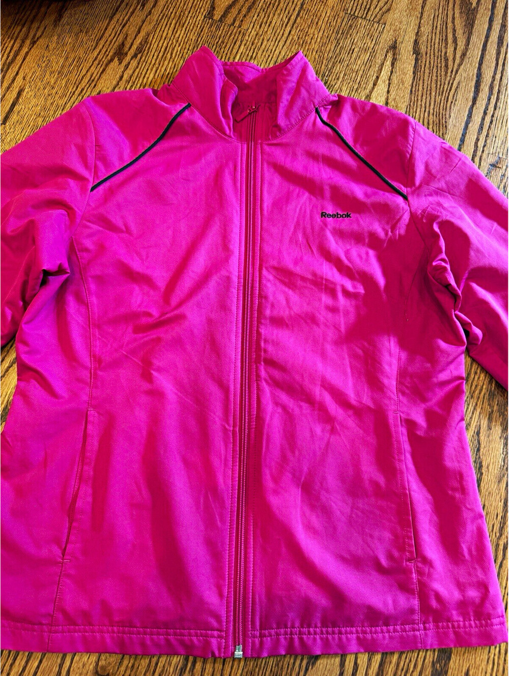 Reebok Women's Pink/Black Full Zip Mesh Lined Athletic Jacket Long Sleeve M